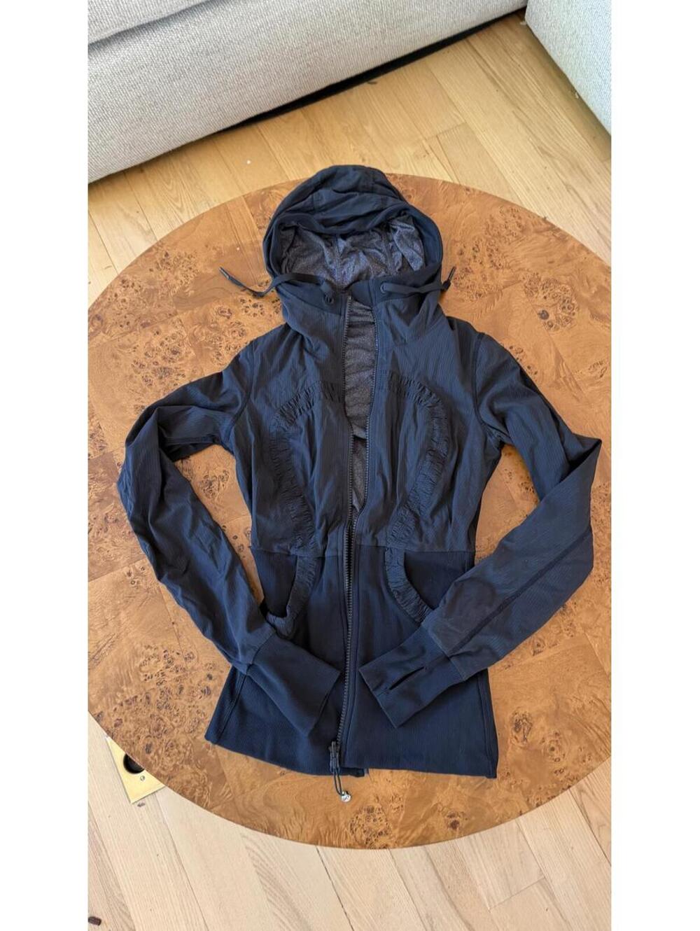 Lululemon Black and Gray Reversible Hooded Zip-Up Athletic Jacket